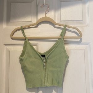Zip-up V Neck Tank Top